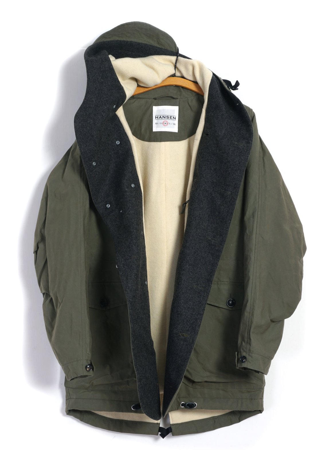 HANSEN GARMENTS - STORM | Hooded Waxed Cotton Parka | Khaki Green - HANSEN Garments