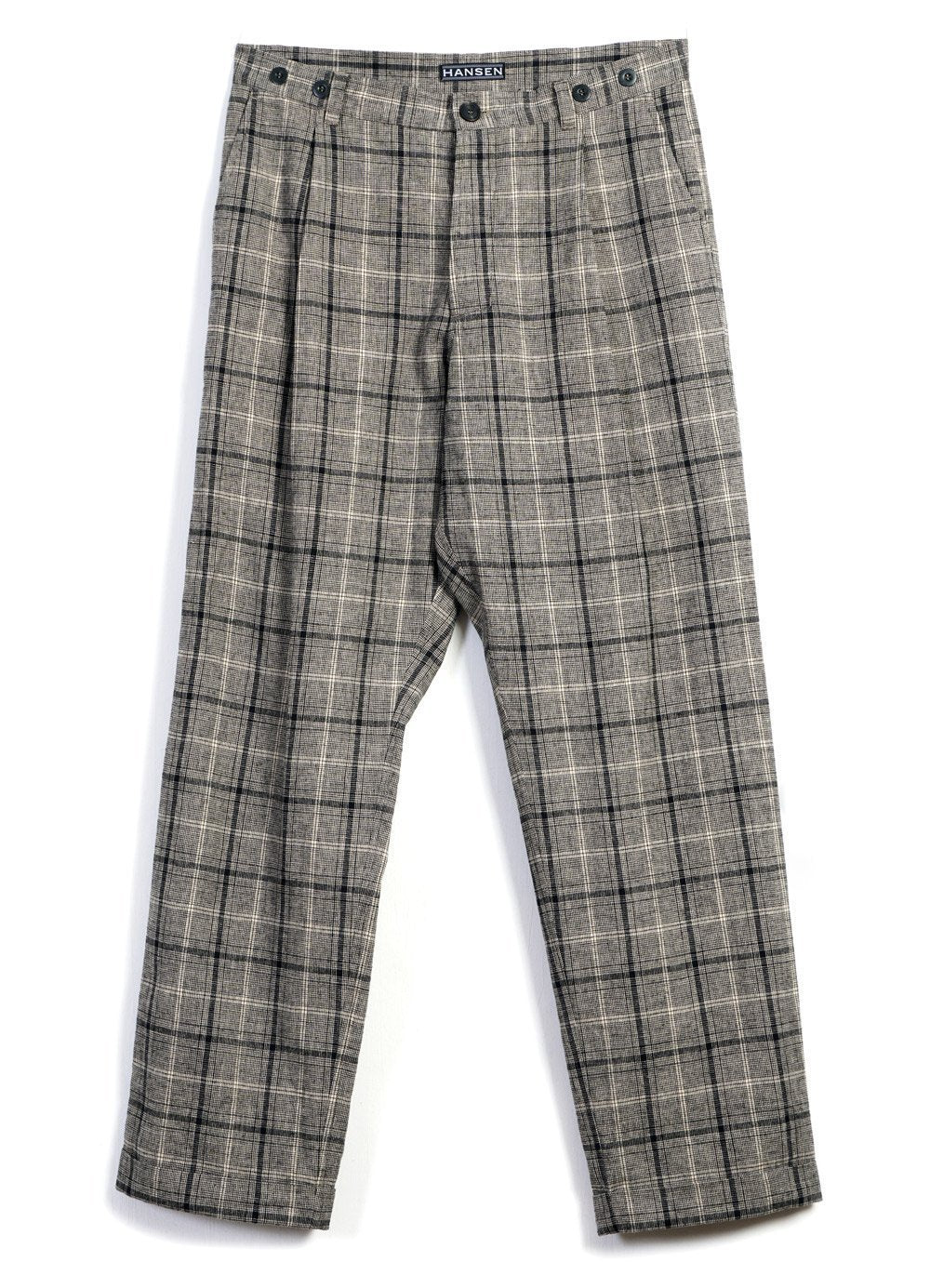 SUNE | Pleated Wide Cut Trousers | Check 1 -HANSEN Garments- HANSEN Garments
