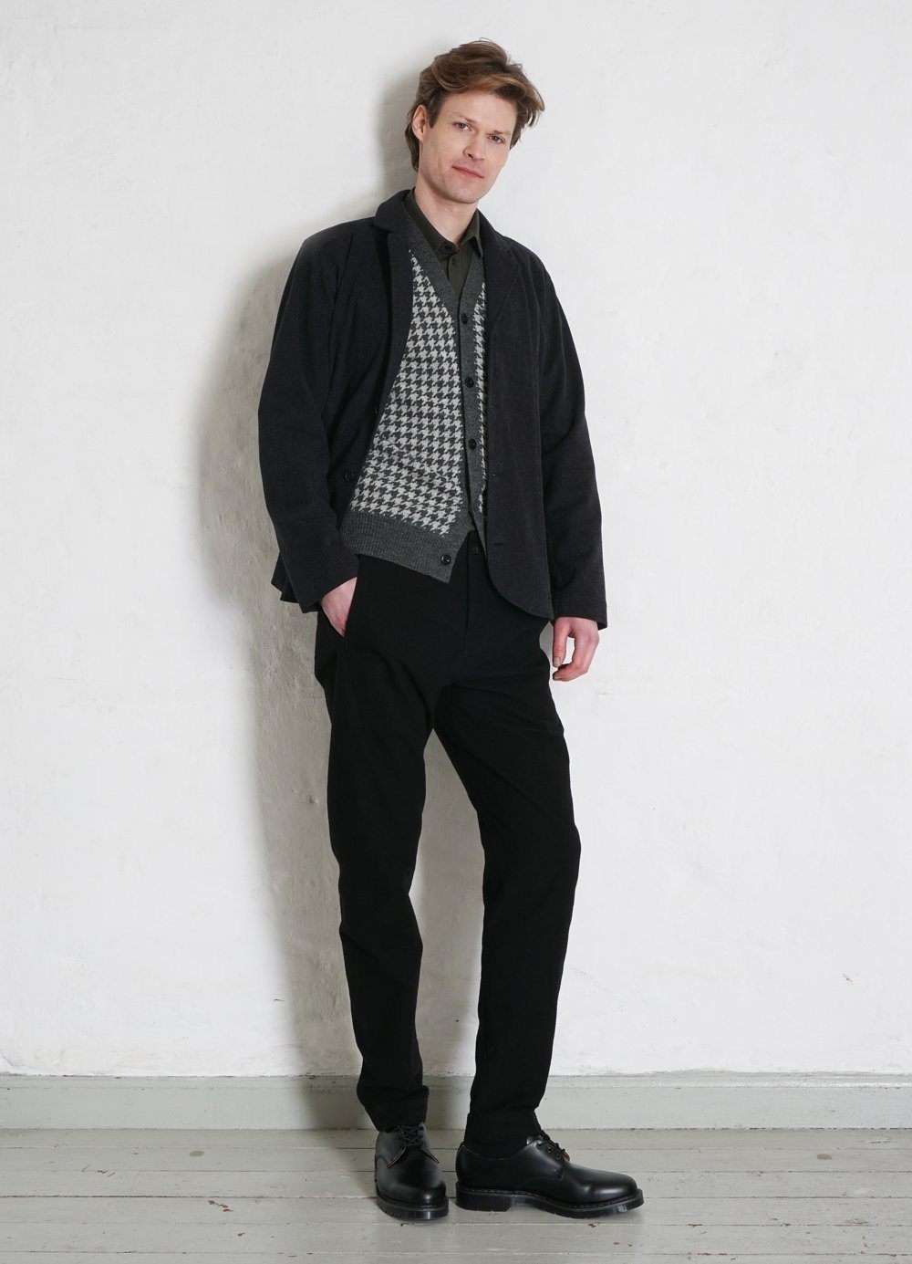 HANSEN GARMENTS - THOMAS | Hounds Tooth Cardigan | Grey Hound - HANSEN Garments