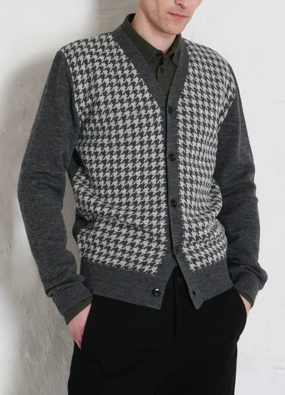 HANSEN GARMENTS - THOMAS | Hounds Tooth Cardigan | Grey Hound - HANSEN Garments