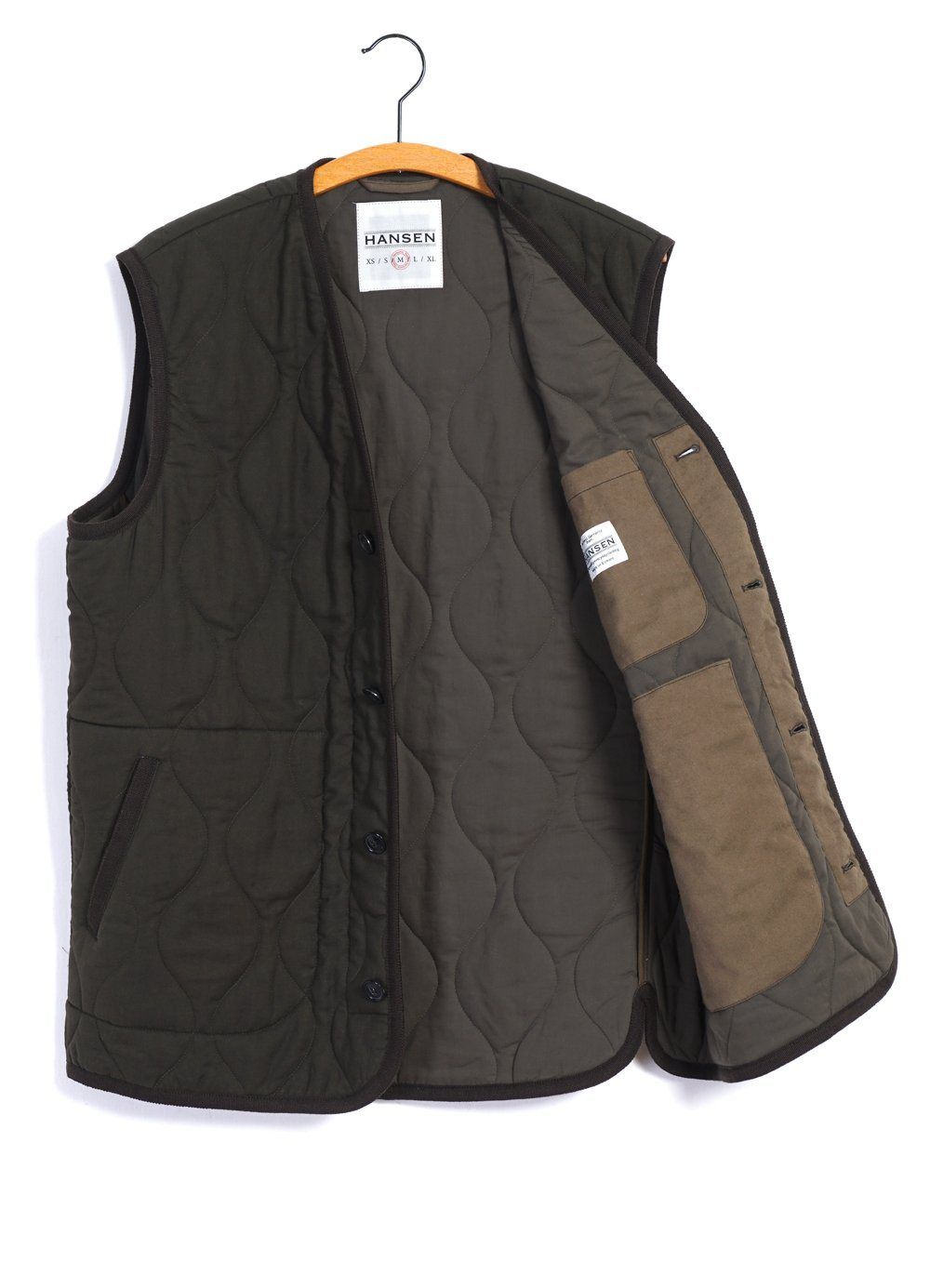 HANSEN Garments - TONY | Bonded Padded Vest | Dark Army - HANSEN Garments