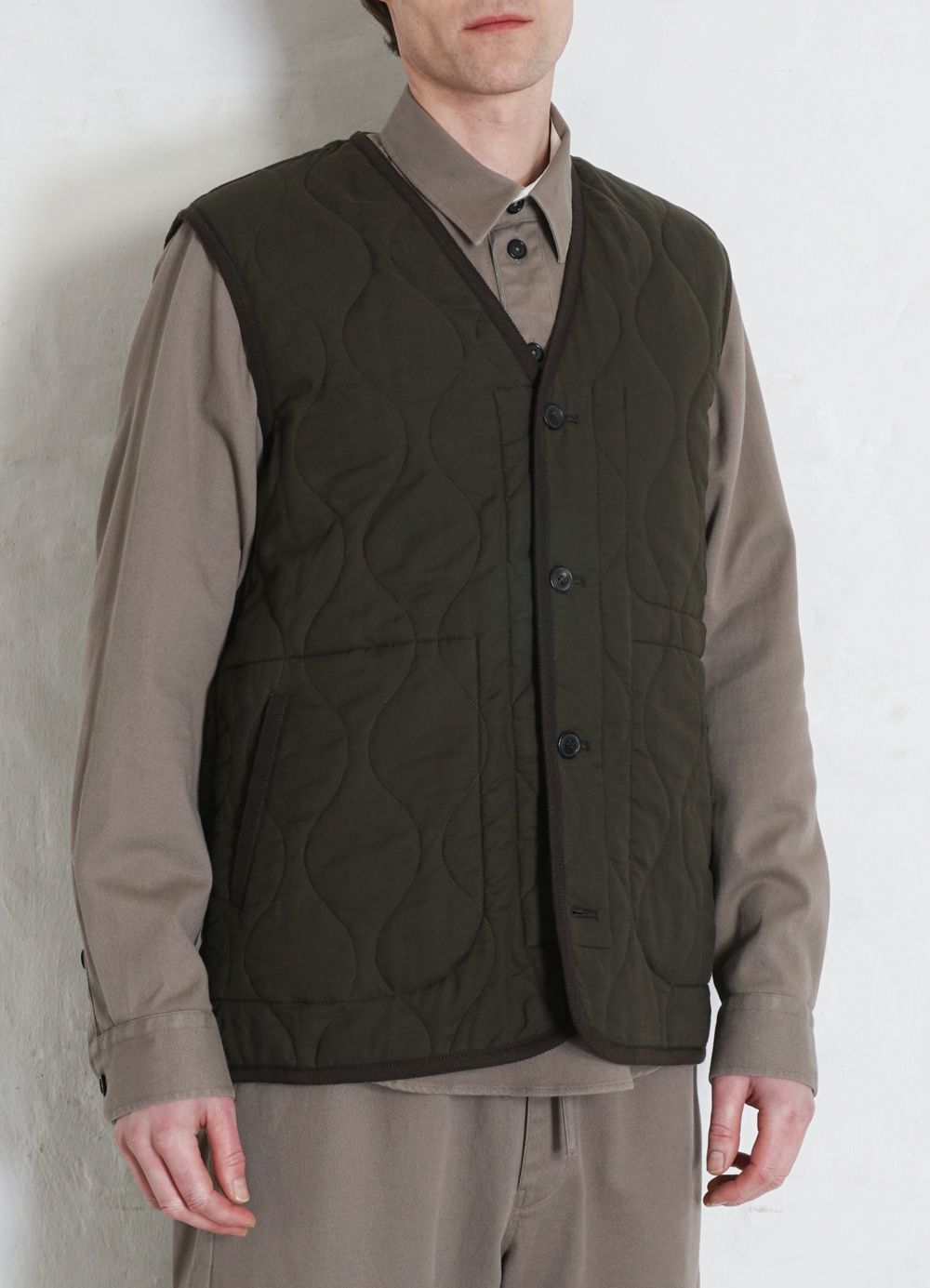 HANSEN Garments - TONY | Bonded Padded Vest | Dark Army - HANSEN Garments