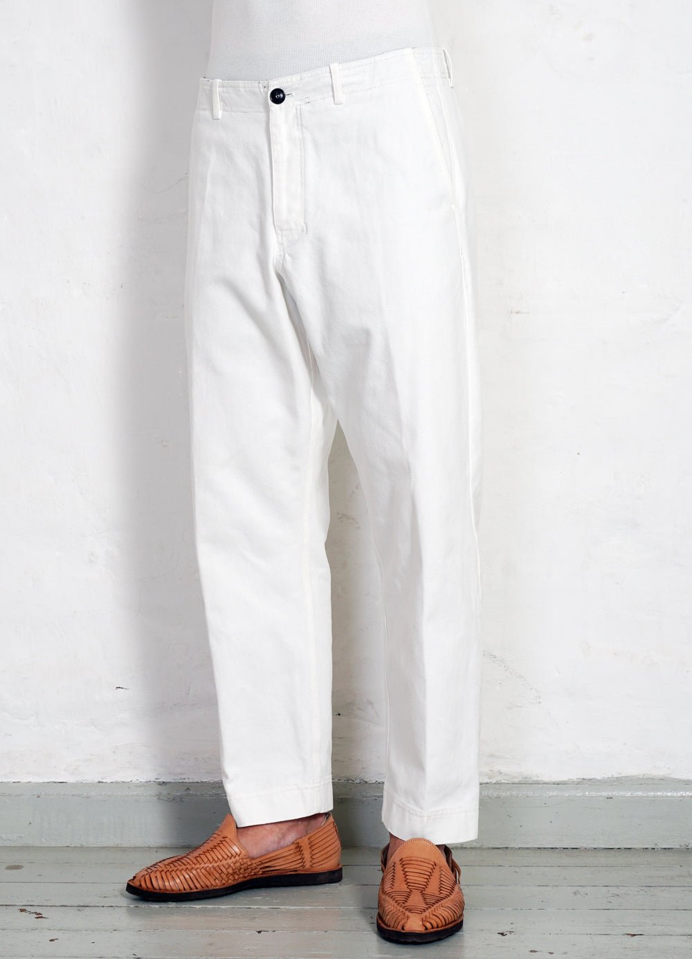 HANSEN GARMENTS - TRYGVE | Wide Cut Cropped Trousers | Off White - HANSEN Garments