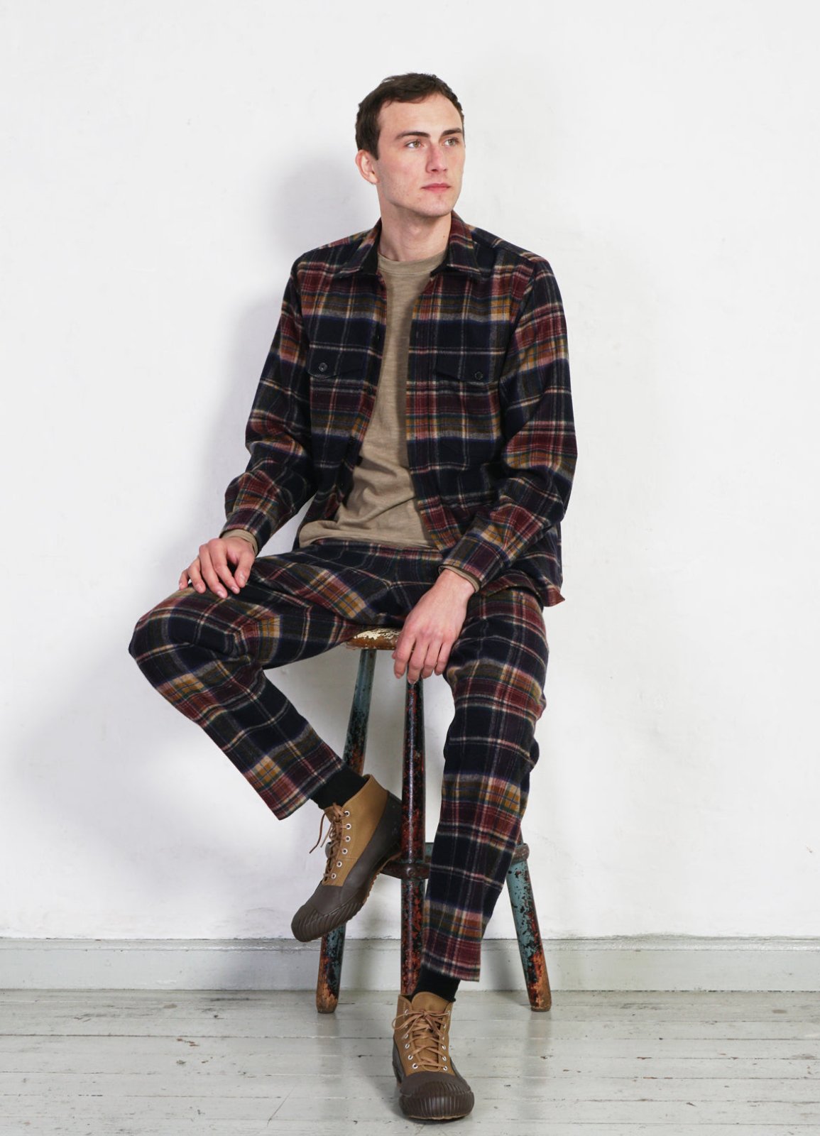 HANSEN GARMENTS - TYGE | Wide Cut Cropped Trousers | Multi Colour Check - HANSEN Garments