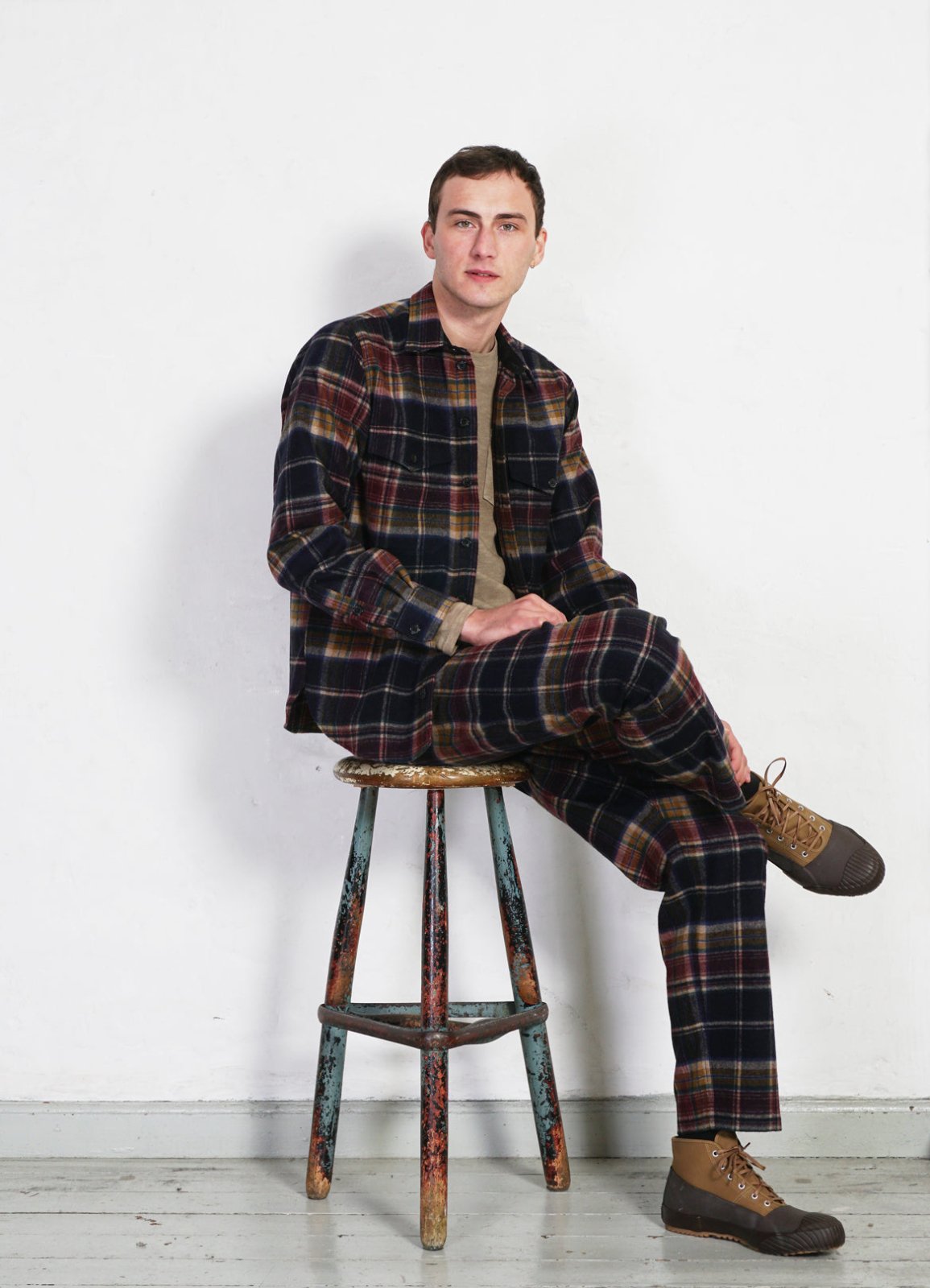 HANSEN GARMENTS - TYGE | Wide Cut Cropped Trousers | Multi Colour Check - HANSEN Garments