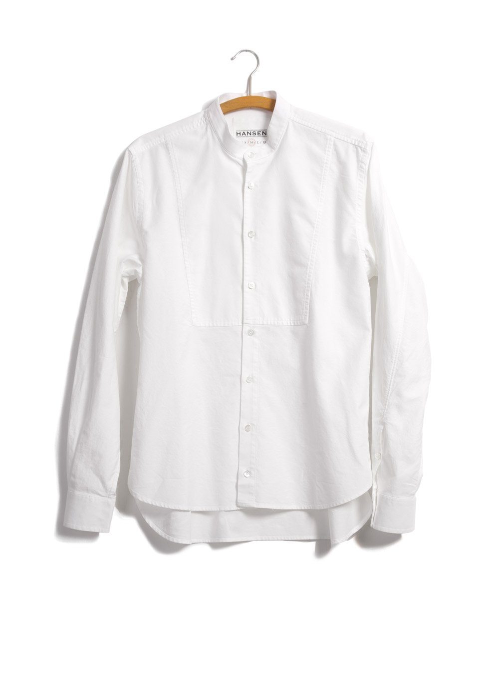 HANSEN Garments - VALMAR | Collarless Bib Shirt | White - HANSEN Garments
