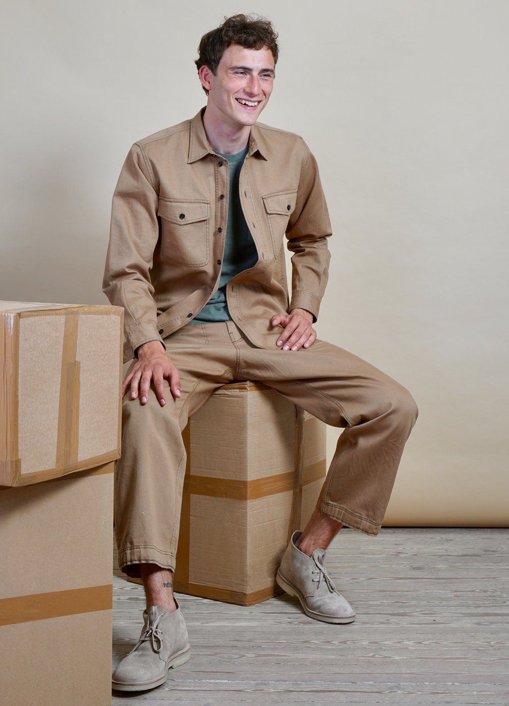 HANSEN GARMENTS - VILLE | Loose Fit Trousers | Cardboard - HANSEN Garments