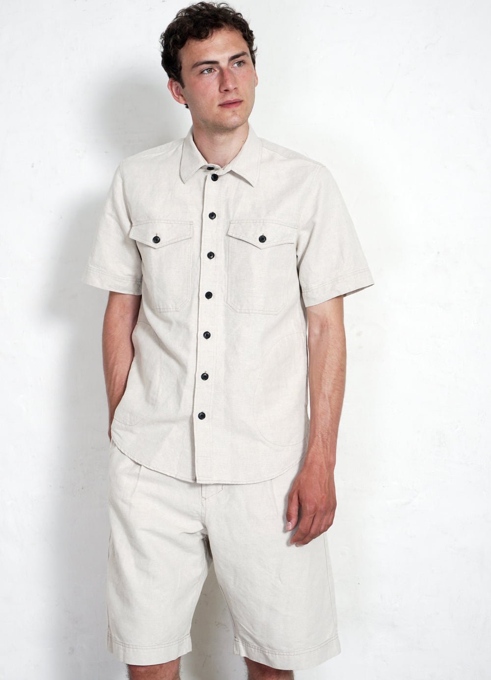 HANSEN GARMENTS - VILLY | Short Sleeve Shirt | Flax Nature - HANSEN Garments