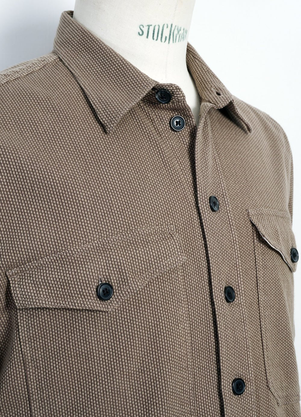 HANSEN GARMENTS - VILLY | Short Sleeve Shirt | Khaki Sashiko - HANSEN Garments