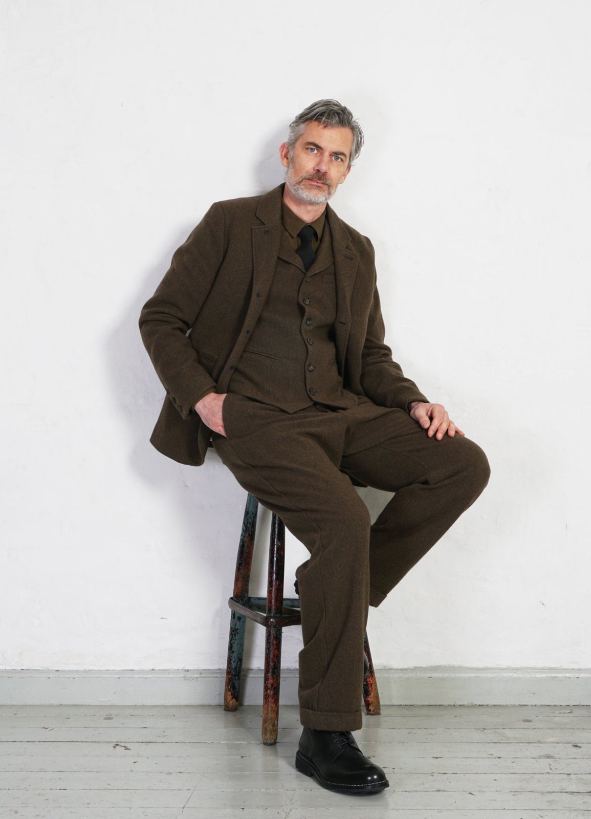 HANSEN GARMENTS - WILLIAM | Lapel Waistcoat | Brown Herringbone - HANSEN Garments