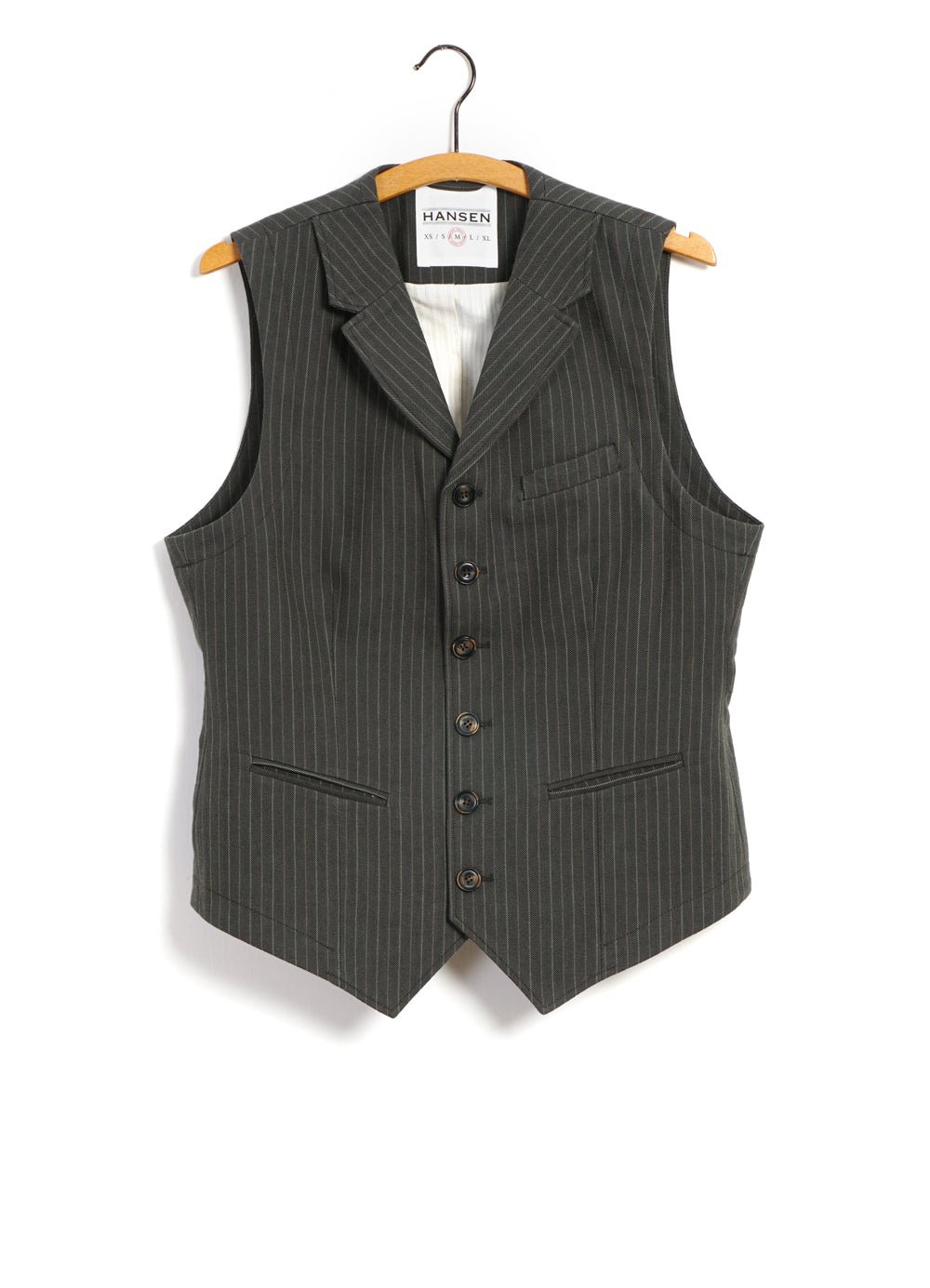HANSEN GARMENTS - WILLIAM | Lapel Waistcoat | Khaki Pin - HANSEN Garments