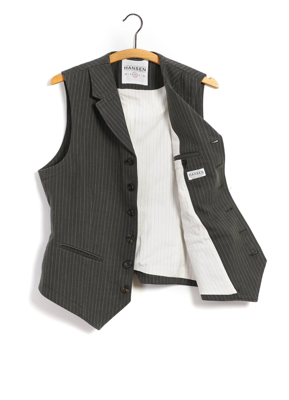 HANSEN GARMENTS - WILLIAM | Lapel Waistcoat | Khaki Pin - HANSEN Garments