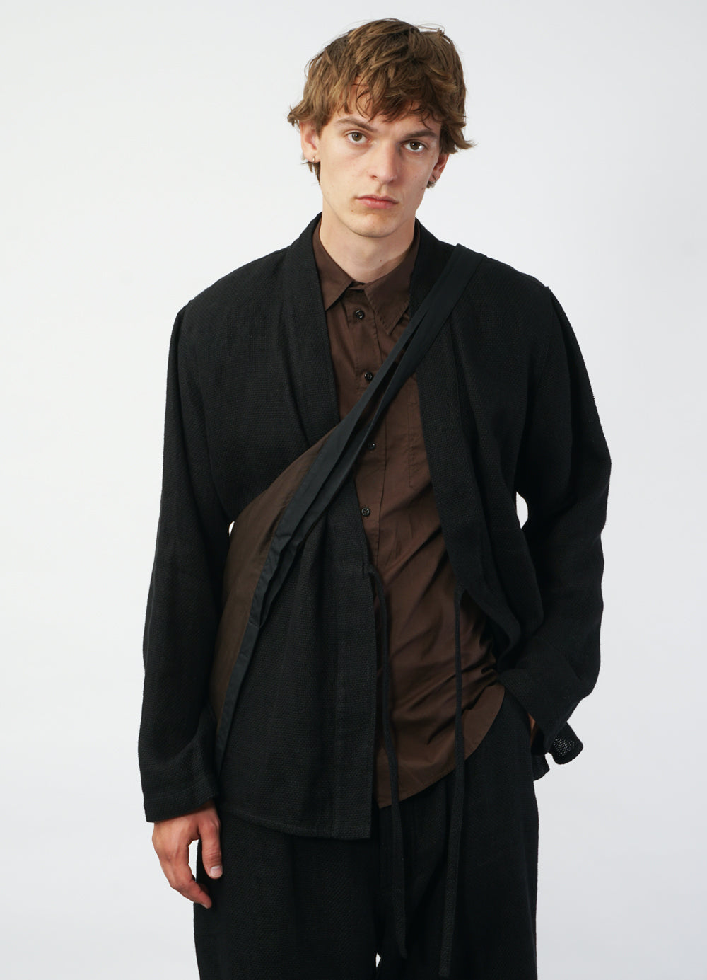 ROMAN 29-58-2 | Loose Cut Eastern Jacket | Black Gauze