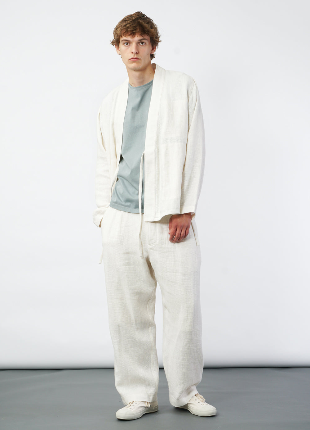 BOBBY 29-58-1 | Wide Pleated Trousers | Off White Gauze