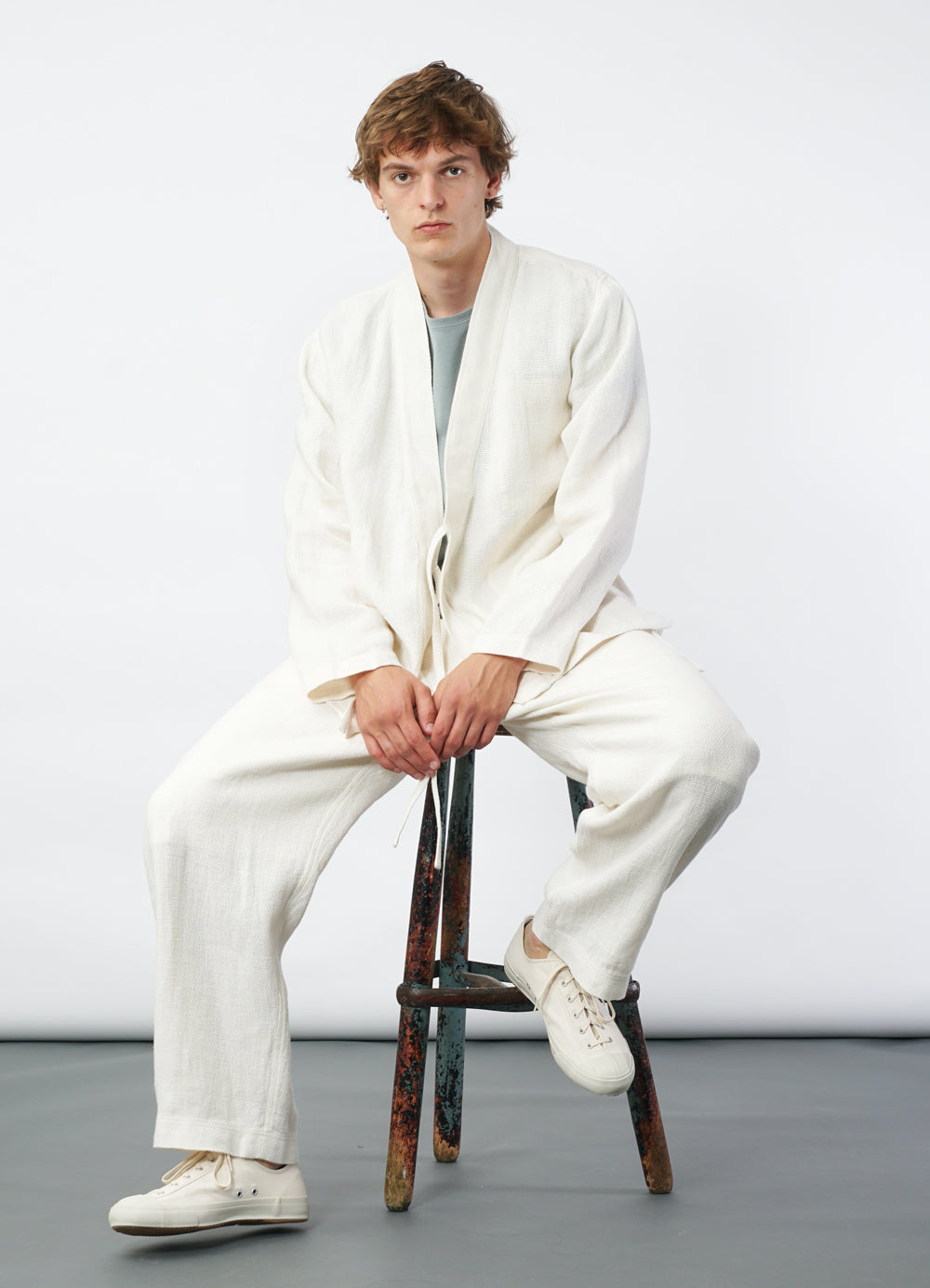 BOBBY 29-58-1 | Wide Pleated Trousers | Off White Gauze