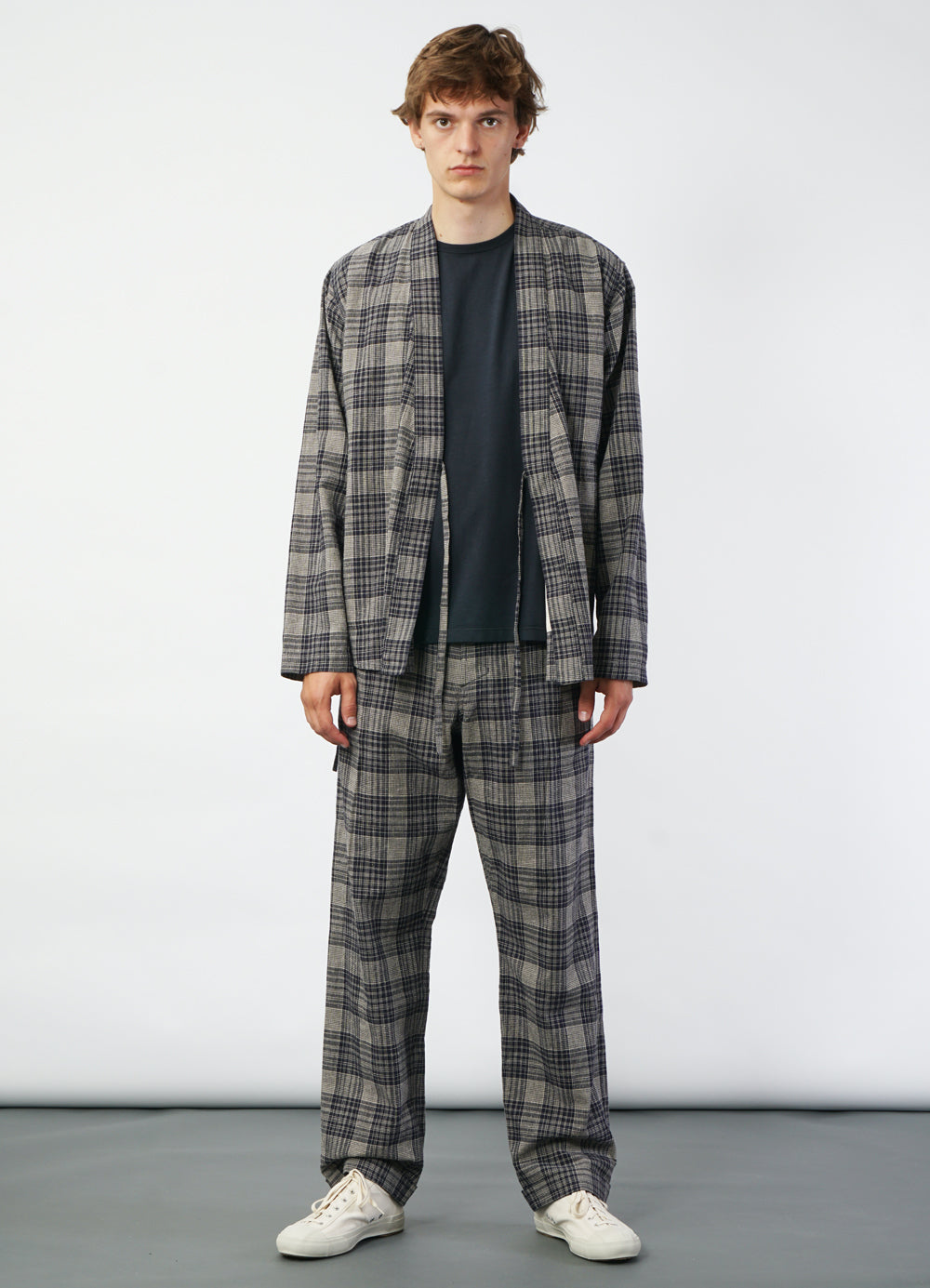 ROMAN 29-59-3 | Loose Cut Eastern Jacket | Navy Ecru Check