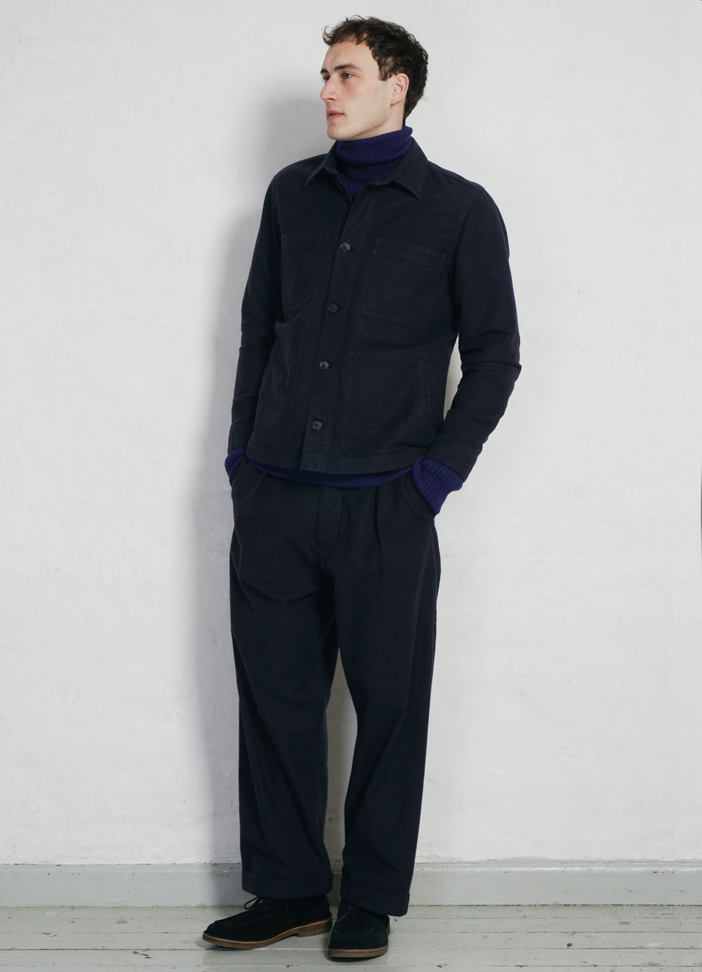BOBBY | Super Wide Pleated Trousers | Navy