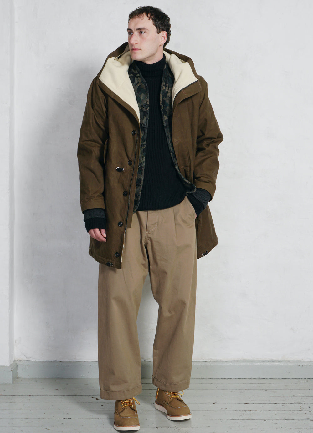 RASMUS 26-68-9 | Waxed Parka With Zipper | Tobacco