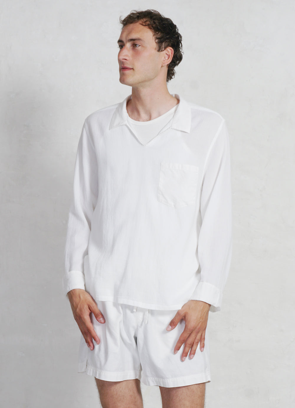 MARIUS | Casual Gauze Pull-on Shirt | White