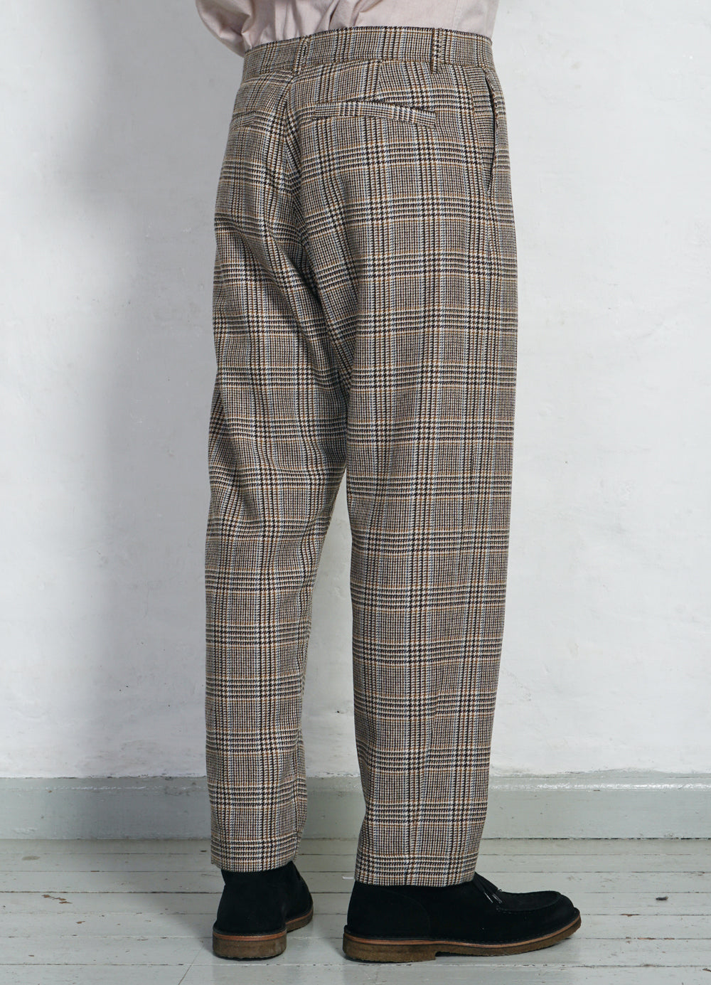 TYGE | Wide Cut Cropped Trousers | Classic Checks