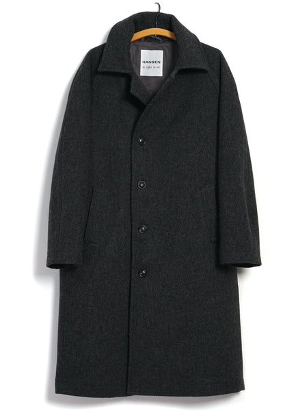 SIGURD | Long Lined Wool Coat | Grey Melange – HANSEN Garments