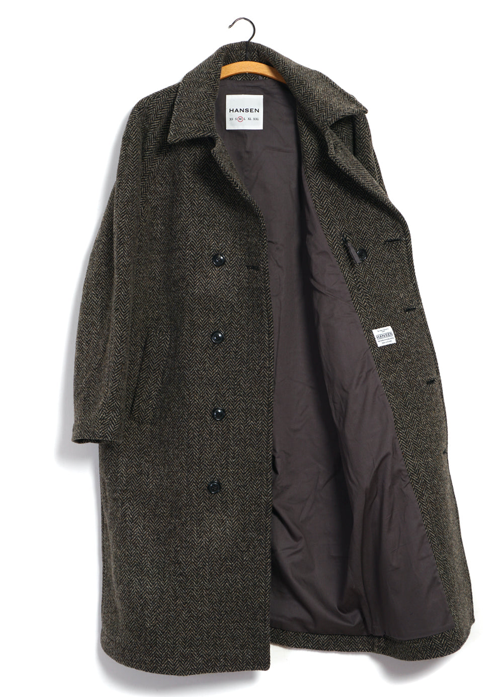 SIGURD | Long Lined Wool Coat | Brown Tweed