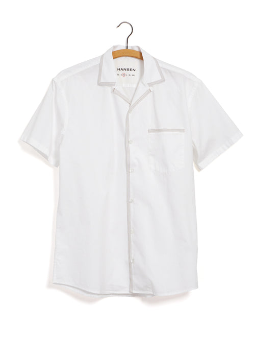 JONNY | Short Sleeve Herringbone Shirt | White
