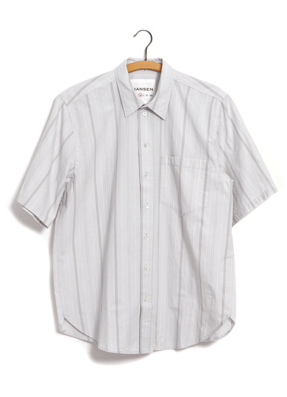 REIDAR | Loose Fit Short Sleeve Shirt | Grey Stripes