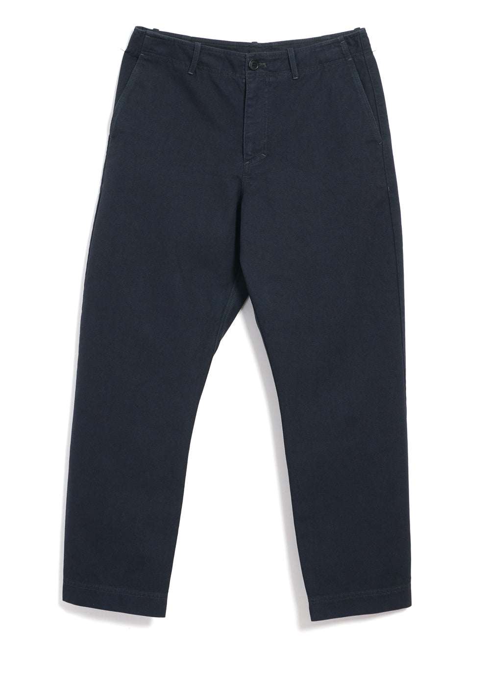 TRYGVE | Wide Cut Cropped Trousers | Blue Canvas
