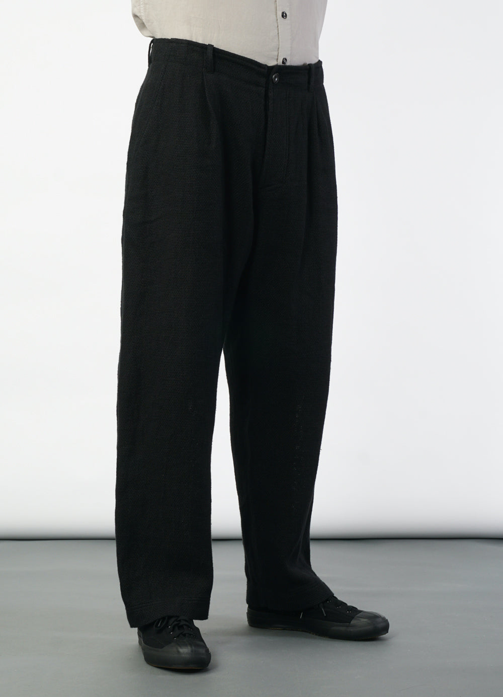 BOBBY 29-58-2 | Wide Pleated Trousers | Black Gauze