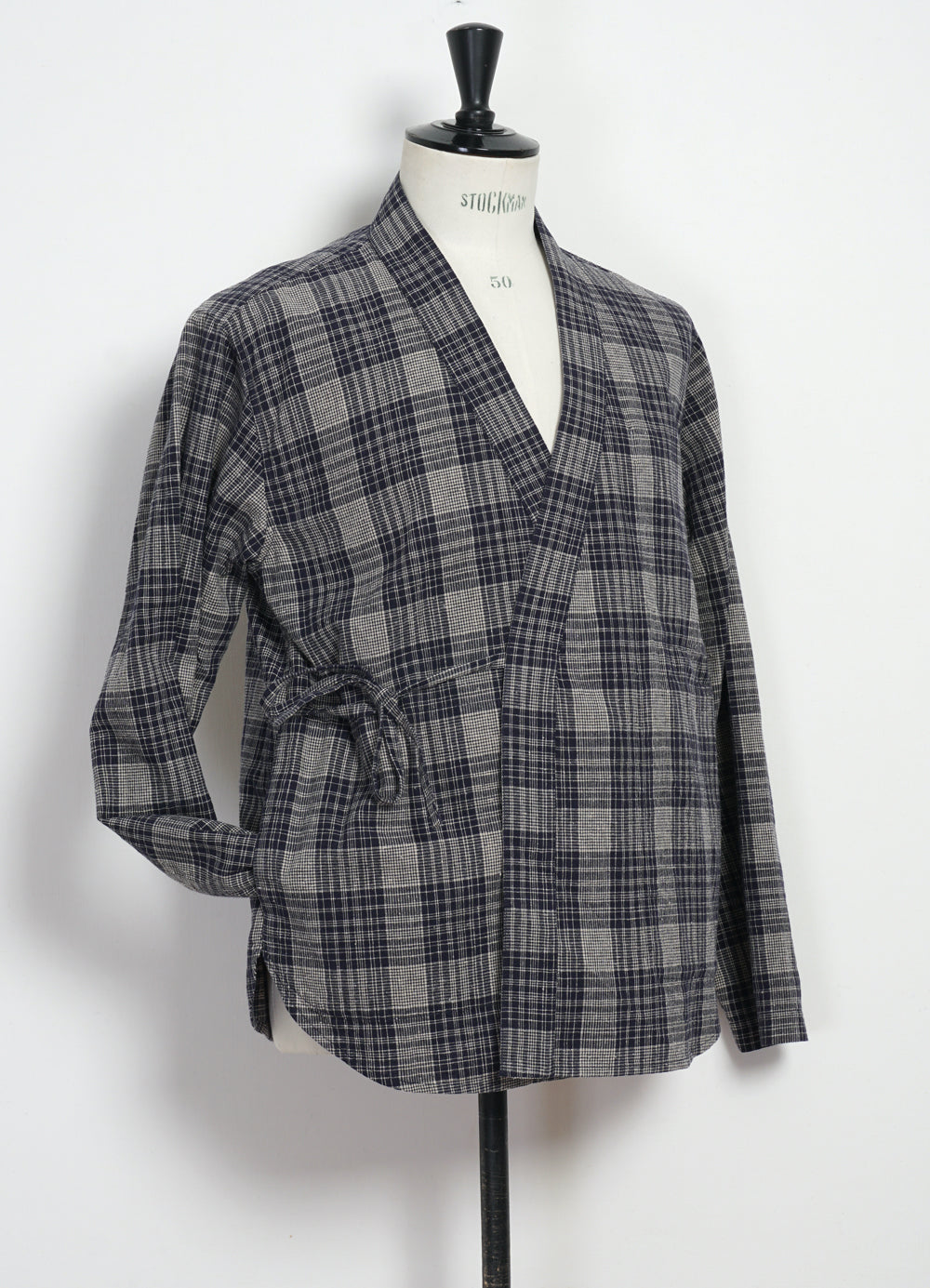 ROMAN 29-59-3 | Loose Cut Eastern Jacket | Navy Ecru Check