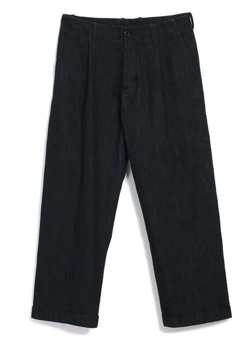 BOBBY 30-31-2 | Wide Pleated Trousers | Black Slubdenim