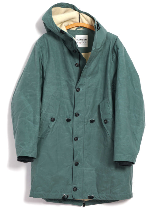 RASMUS 30-68-6 | Waxed Parka With Zipper | Faded Green