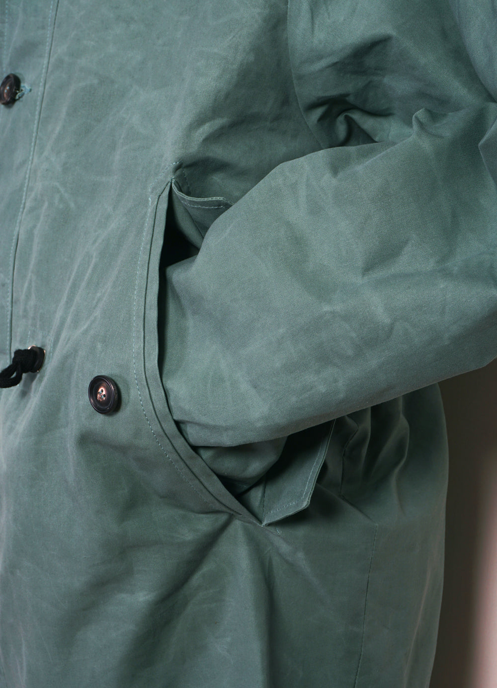 RASMUS 30-68-6 | Waxed Parka With Zipper | Faded Green