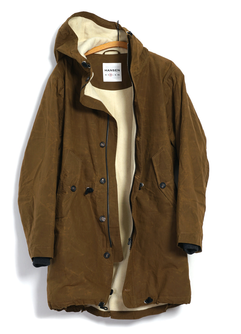 RASMUS 30-68-9 | Waxed Parka With Zipper | Breen