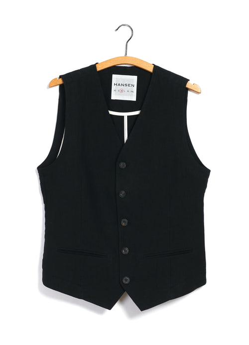 DANIEL 31-67-2 | Classic Waistcoat | Black Linen