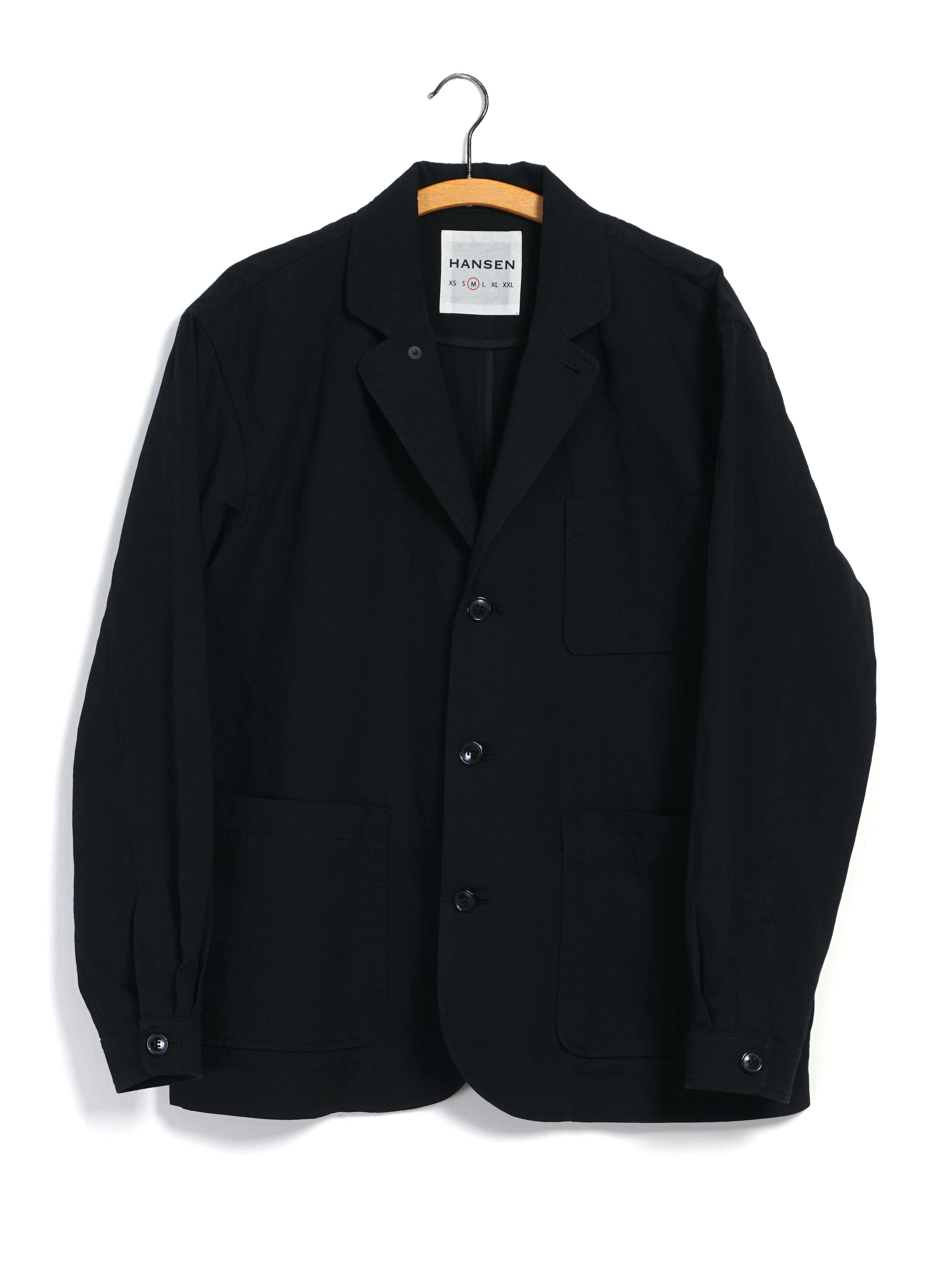 HANSEN GARMENTS ジャケット XS ブラック 31-75-2-malvin-black-twill-