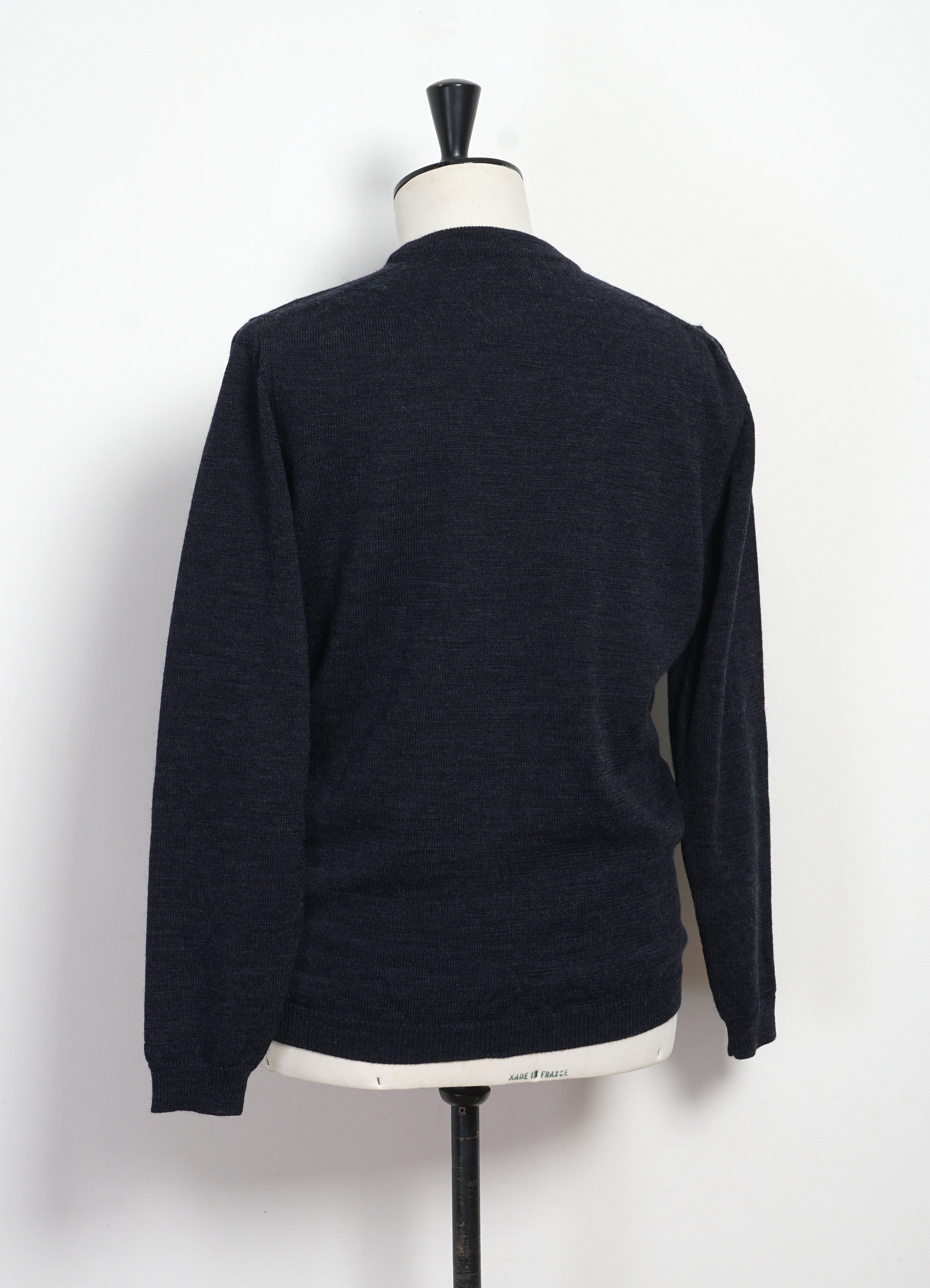 ESKE 32-05-3 | Knitted Crew Neck Sweater | Blue Melange