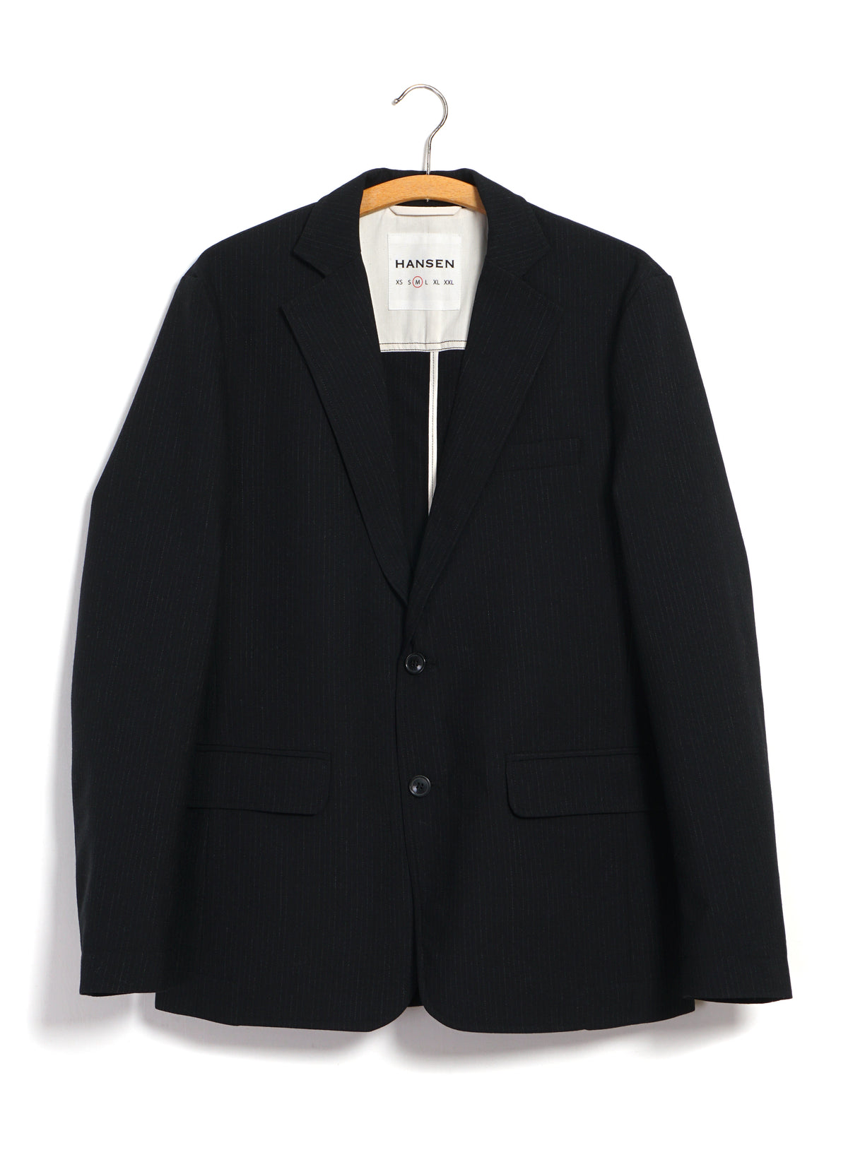 CHARLIE 32-65-2 | Easy Two Button Classic Blazer | Wool Pin Black
