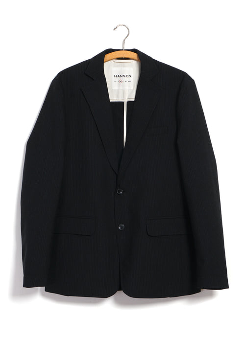 CHARLIE 32-65-2 | Easy Two Button Classic Blazer | Wool Pin Black