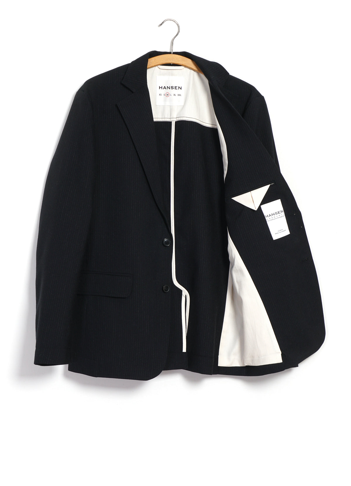 CHARLIE 32-65-2 | Easy Two Button Classic Blazer | Wool Pin Black