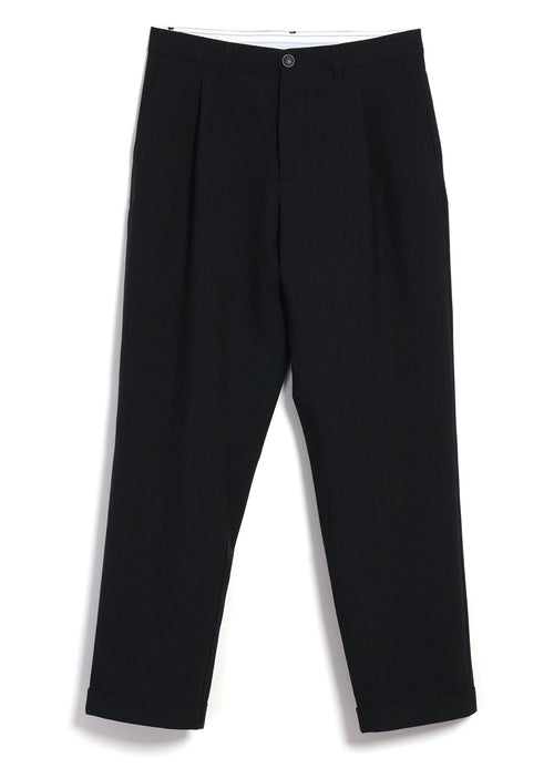SUNE 32-65-2 | Pleated Classic Trousers | Wool Pin Black