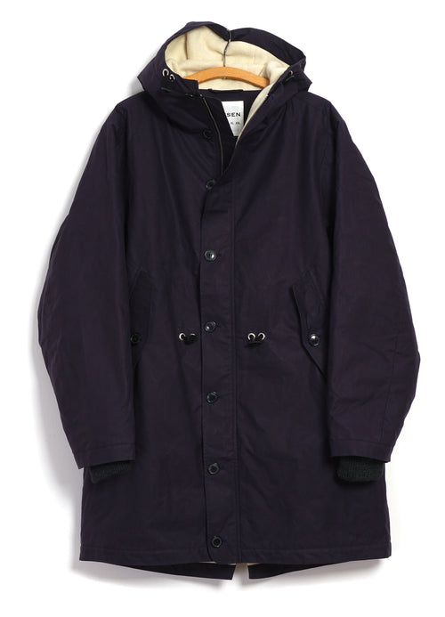 RASMUS 32-68-3 | Waxed Parka With Zipper | Deep Blue