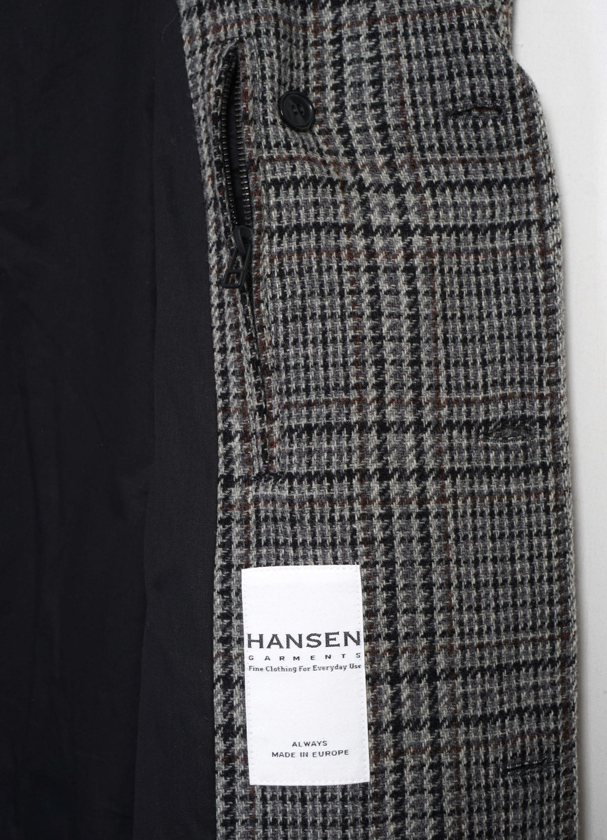 SIGURD 32-73-9 | Long Lined Wool Coat | Grey Check Wool