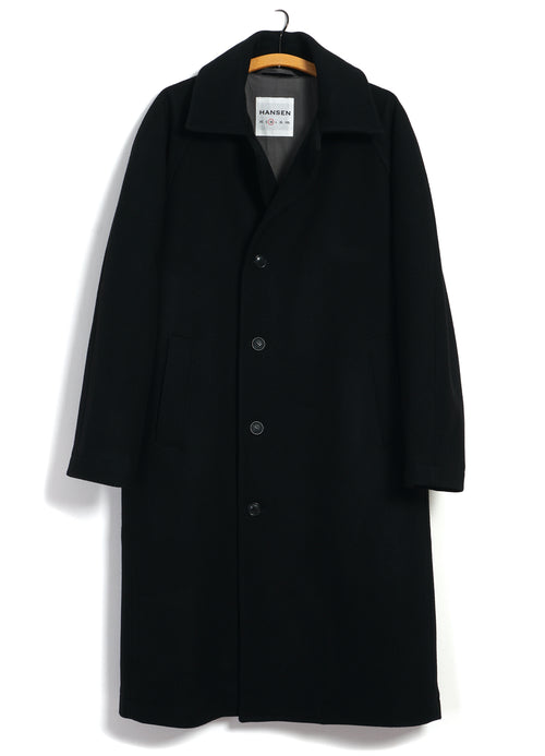 SIGURD 32-74-2 | Long Lined Wool Coat | Solid Black