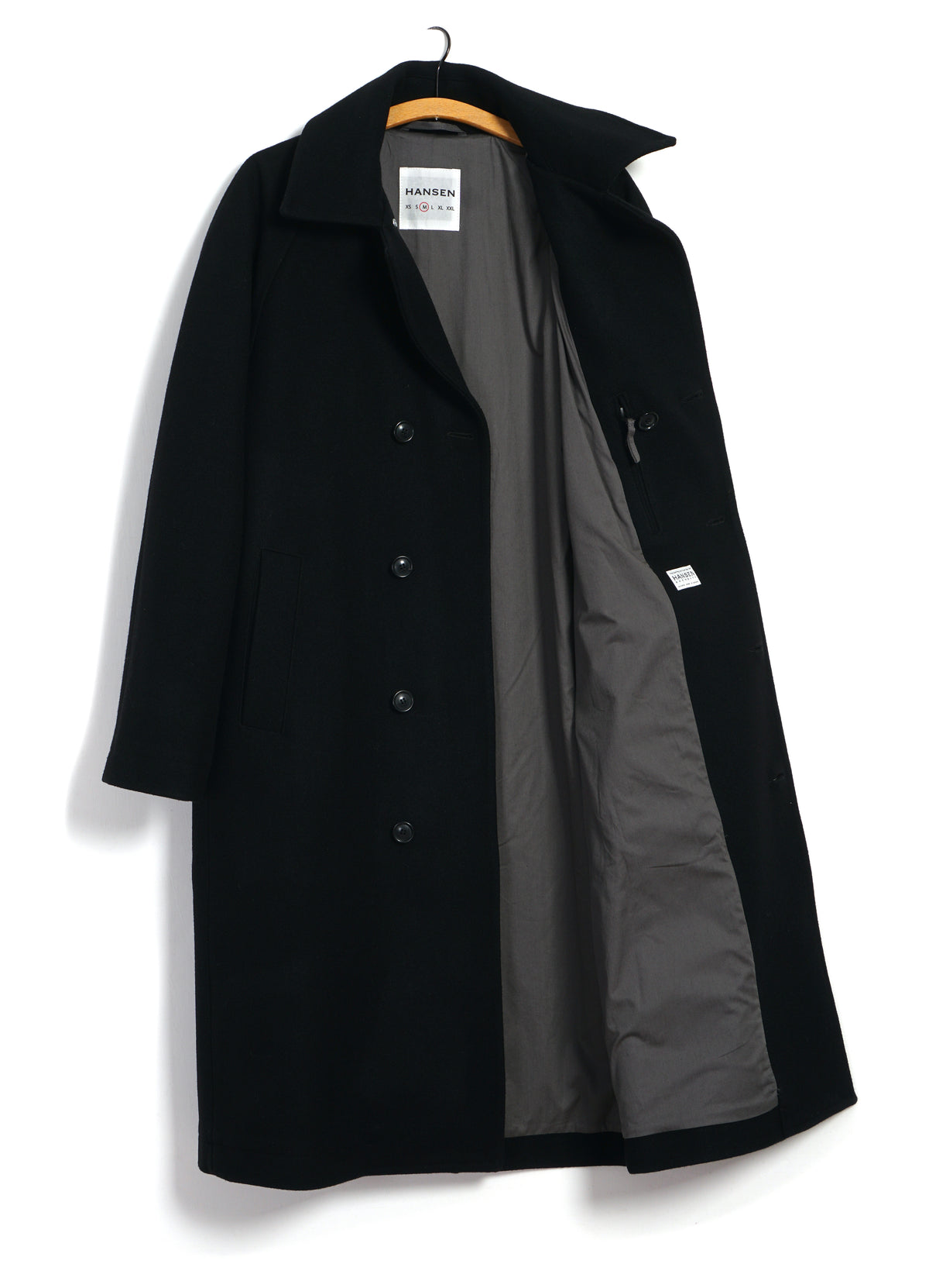 SIGURD 32-74-2 | Long Lined Wool Coat | Solid Black
