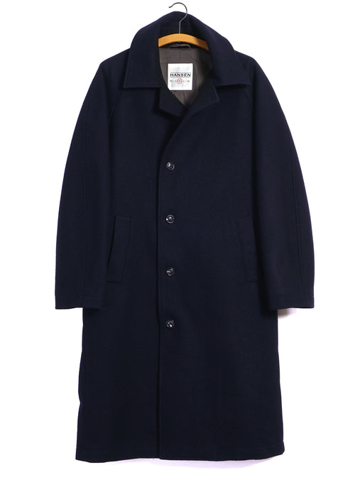 SIGURD 32-74-3 | Long Lined Wool Coat | Solid Blue