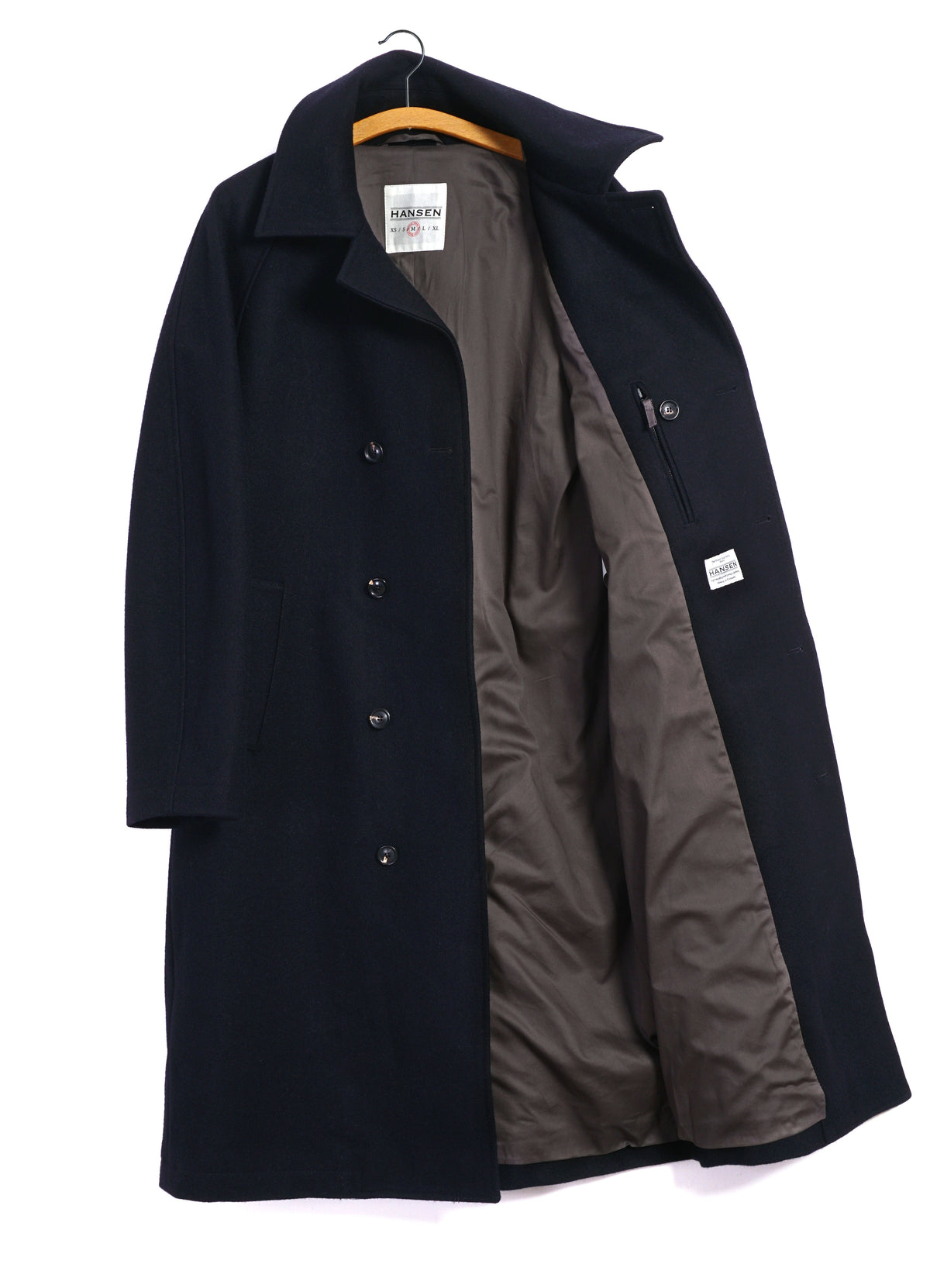 SIGURD 32-74-3 | Long Lined Wool Coat | Solid Blue