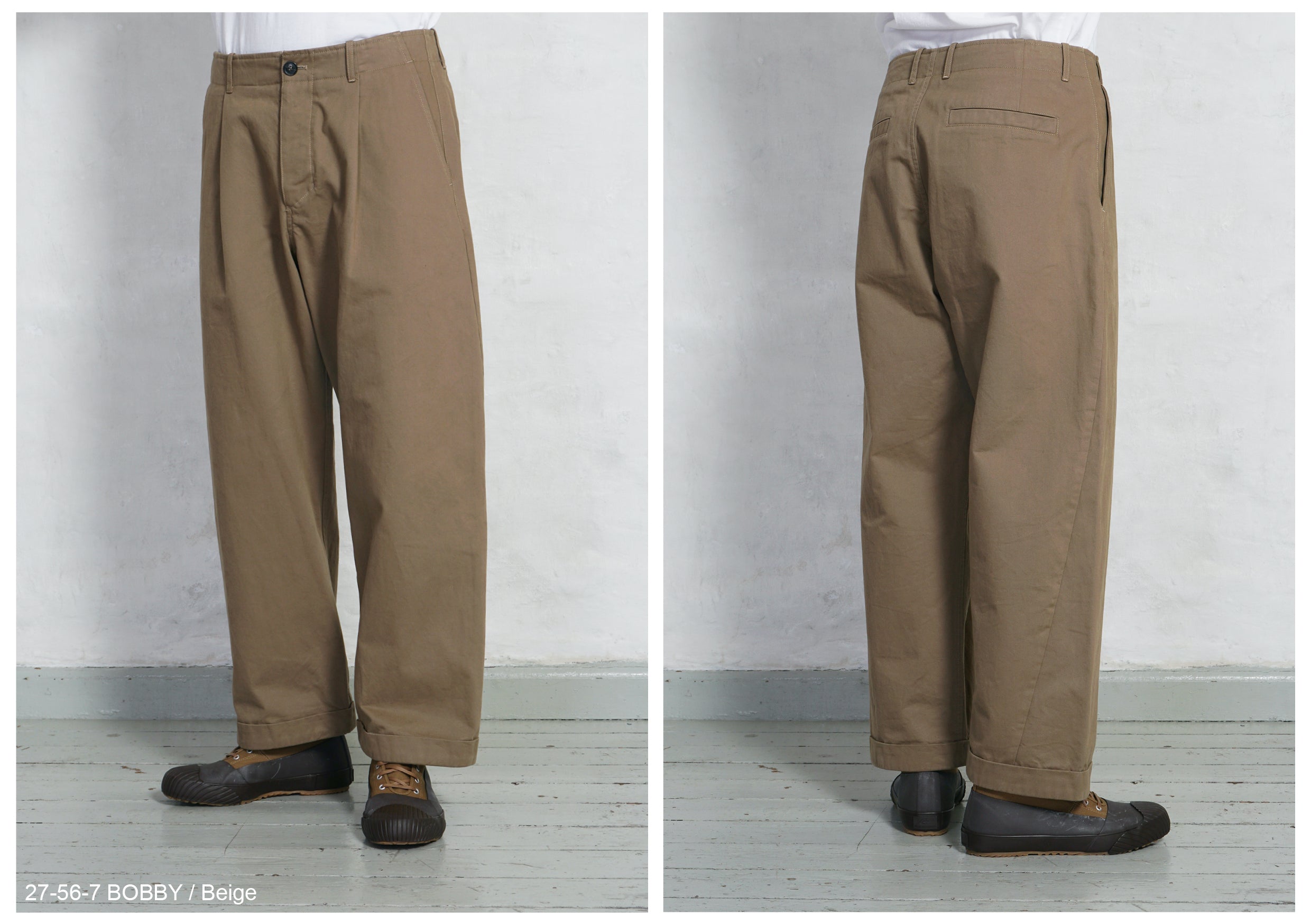 BOBBY | Wide Pleated Everyday Trousers | Beige