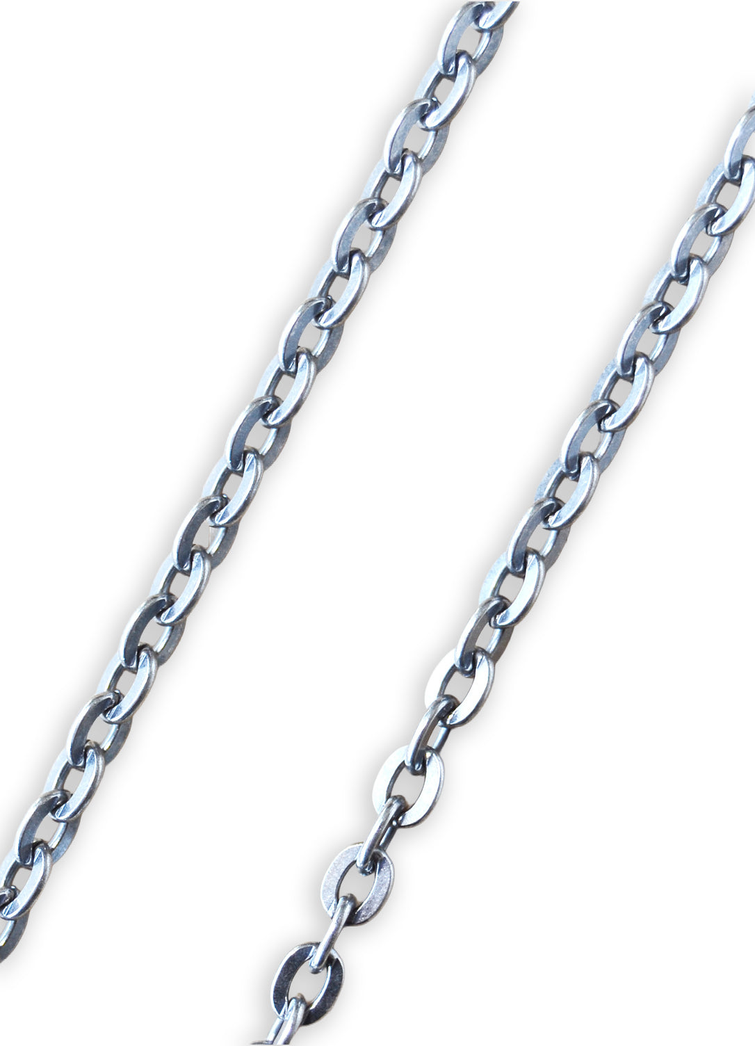 BRN800 | Flat Oval Brass Necklace | Silver Plated